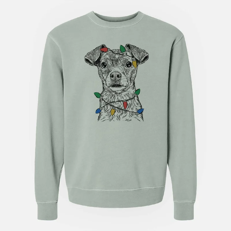 Christmas Lights Olive the Mixed Breed - Unisex Pigment Dyed Crew Sweatshirt Stylish Pullover Hoodie