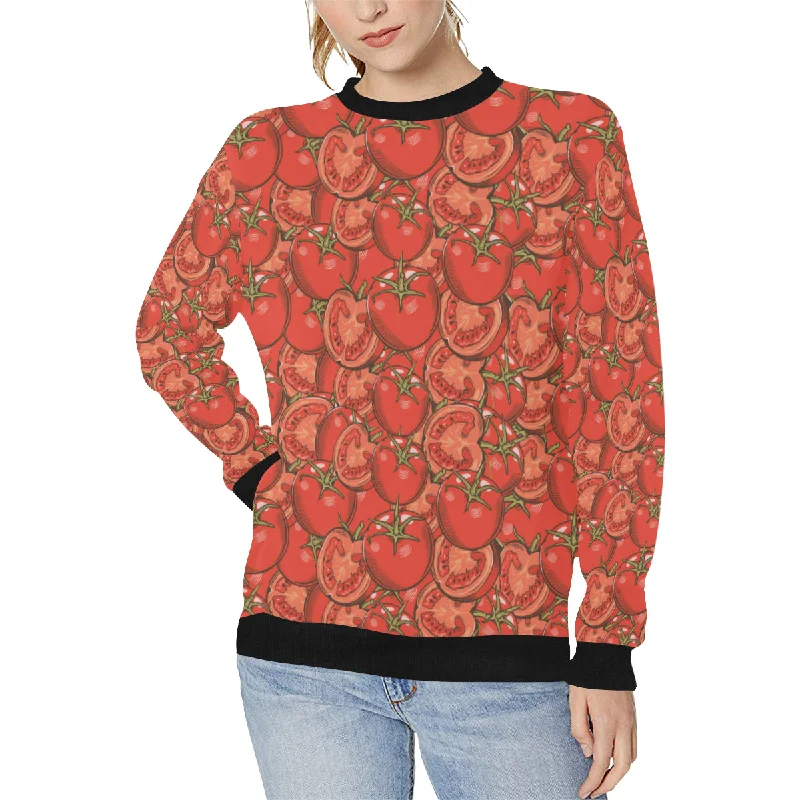 Red Tomato Pattern Women's Crew Neck Sweatshirt Warm Fleece Sweatshirts