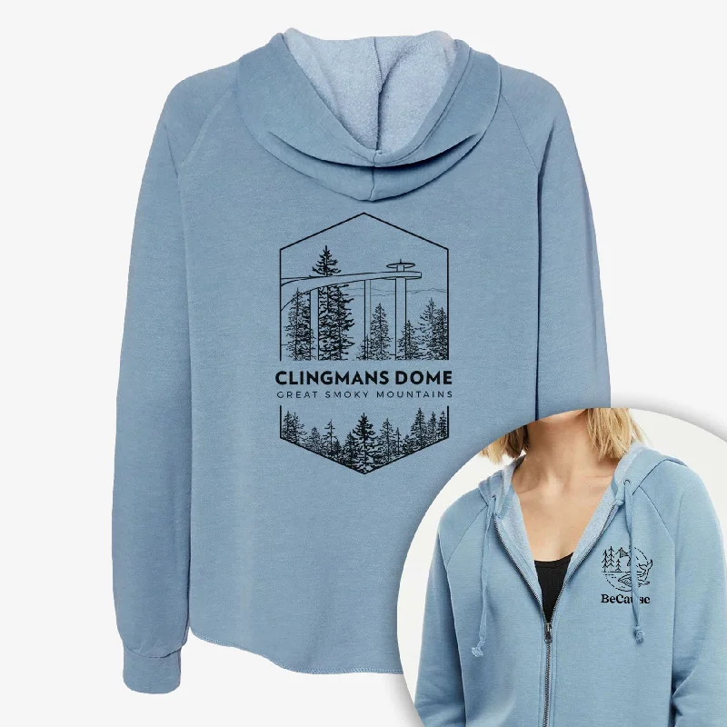 Clingmans Dome - Great Smoky Mountains National Park - Women's Cali Wave Zip-Up Sweatshirt Comfy Sweatshirts for Fall