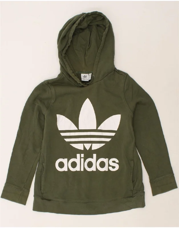 ADIDAS Womens Graphic Hoodie Jumper UK 14 Medium Green Eco-friendly sweaters