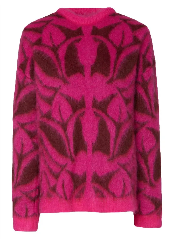 Camden Jumper In Fuchsia & Bordeaux In Brushed Wool Thermal insulation sweaters