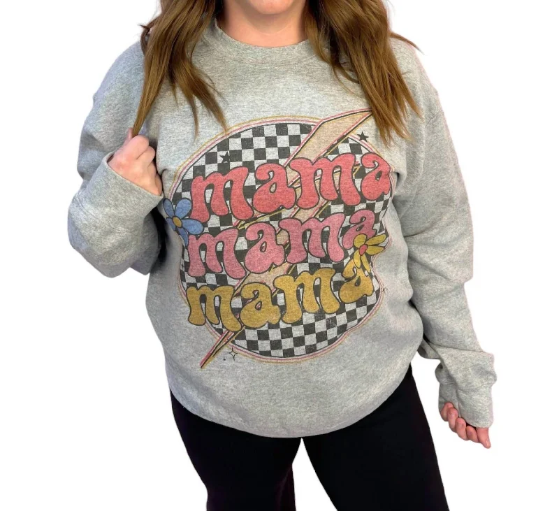 Retro Mama Lightning Daisy Sweater In Grey Breathable sweaters