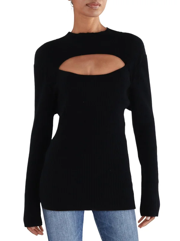 Womens Cut-Out Mock Neck Pullover Sweater High-end sweaters