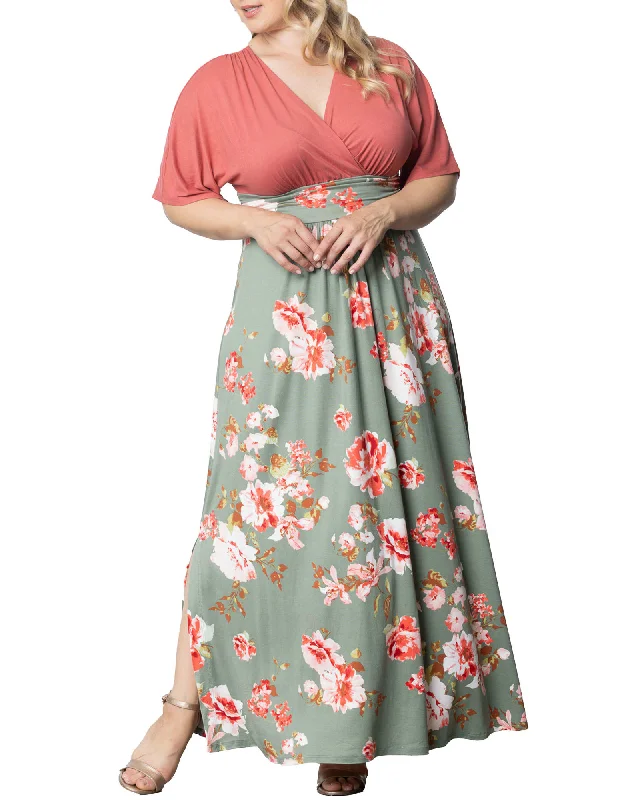 Havana Color Block Maxi Dress | SAGE GARDEN PRINT Bodycon maxi dresses