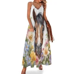 Horse Spaghetti Strap Ankle-Length Dress Long dress Best maxi dresses for tall women