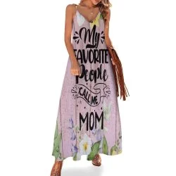 My Favorite People call me Mom Spaghetti Strap Ankle-Length Dress Long dress Cheap maxi dresses