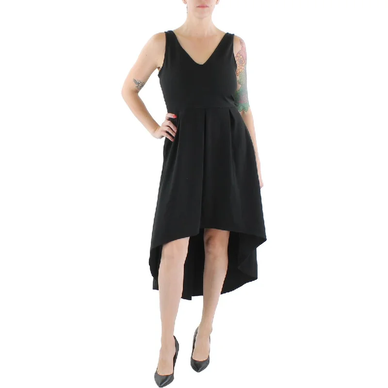 24seven Comfort Apparel Womens Plus V Neck Calf Midi Dress Goth midi dresses