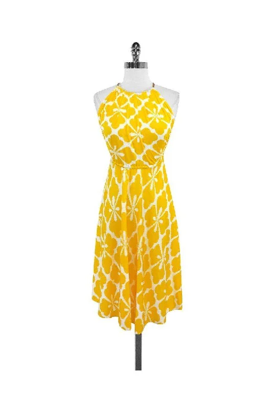 Diane von Furstenberg - Yellow & White Floral Dress Sz 0 Garden party floral dresses