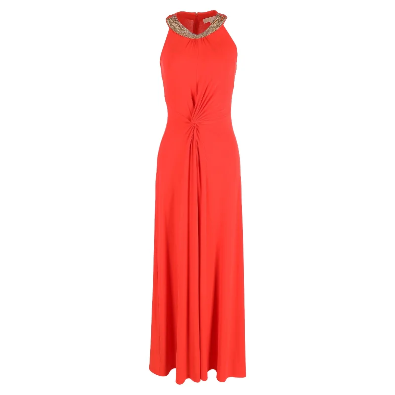 Michael Kors Evening Maxi Dress in Red Viscose Chic Maxi Dress